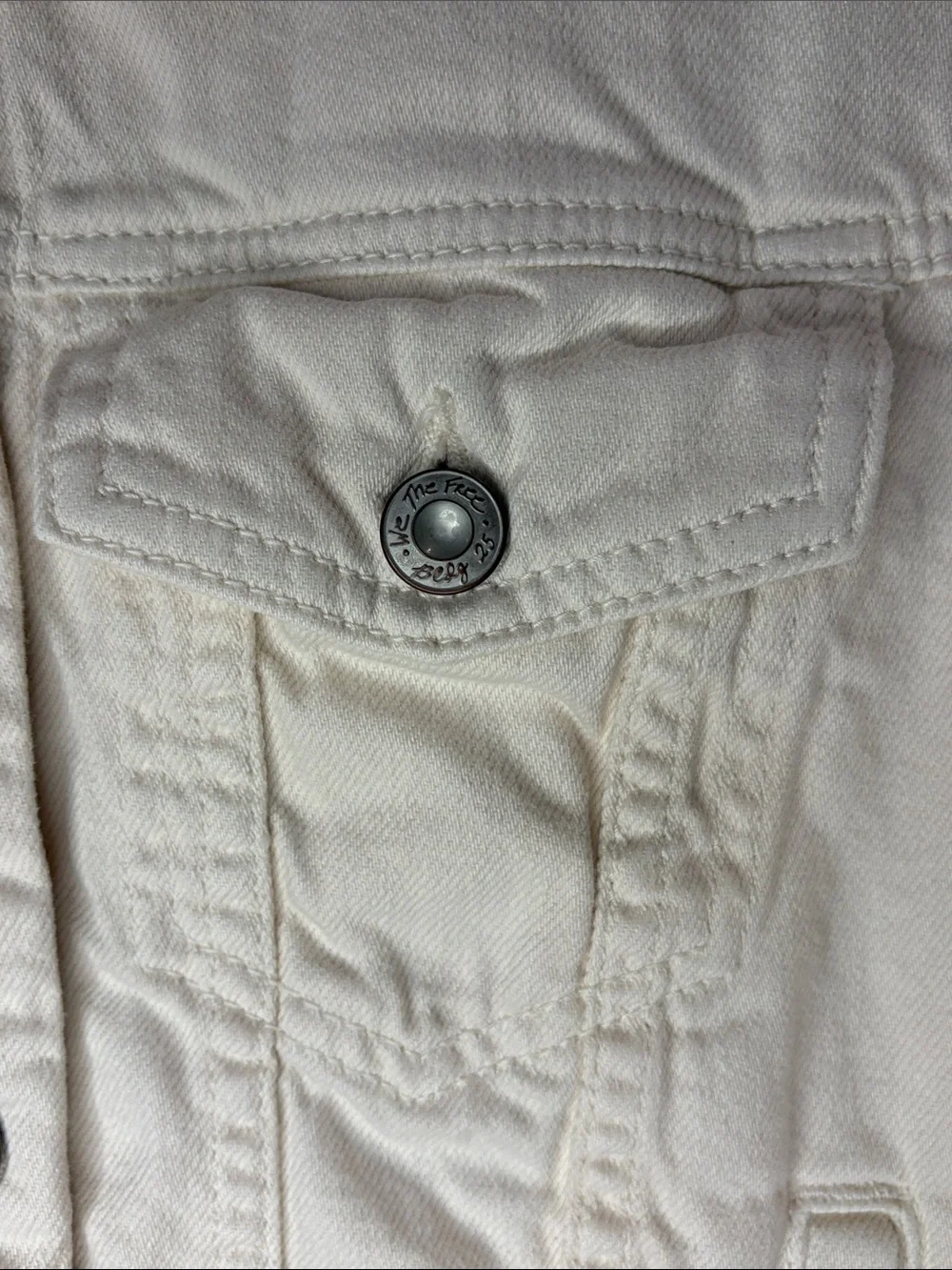 Free People Ivory Denim Jacket in 100% Cotton
